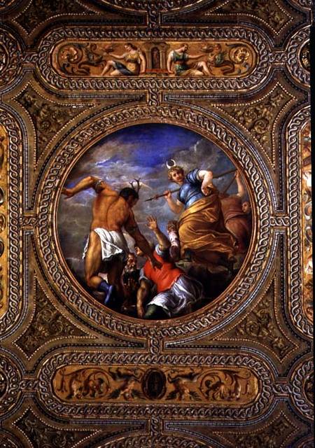 Diana and Actaeon, from the ceiling of the library od Battista Franco