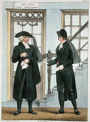 Funeral officials of Amsterdam, illustration from 'Collections des Costumes des Provinces Septentrio od Bendrik Greeven