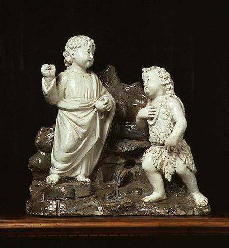 Christ as a boy appearing to the Infant St. John the Baptist, sculpture od Benedetto Buglioni