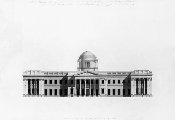 Elevation of Principal Front of a house, 1815 od Benjamin Dean Wyatt