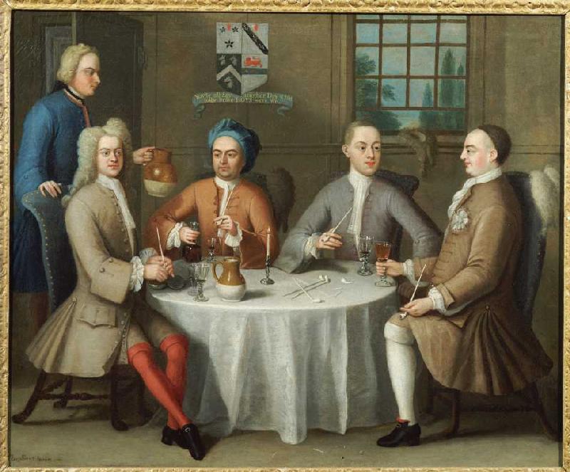 Group portrait with Sir Thomas Sebright, Sir John Bland and two friends od Benjamin Ferrers
