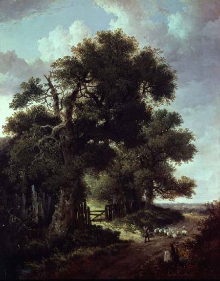 Landscape with young shepherd boy od Benjamin Williams Leader