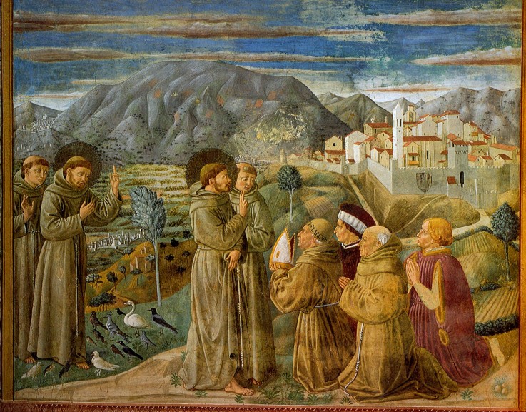 Saint Francis Preaches to the Birds (from Legend of Saint Francis) od Benozzo Gozzoli
