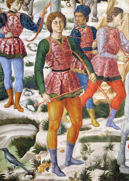 Liveried archers, detail from the Journey of the Magi cycle in the chapel od Benozzo Gozzoli