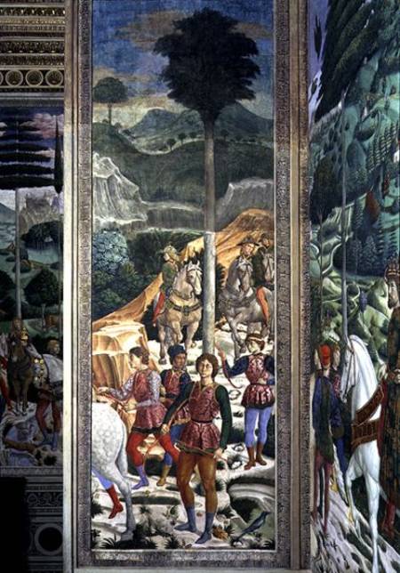 Liveried archers and cavalry, panel alongside the back wall of the Journey of the Magi cycle in the od Benozzo Gozzoli