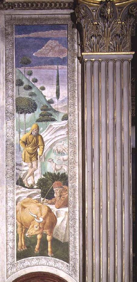 Shepherd and herdsman, panel alongside the left wall of the Journey of the Magi cycle in the chapel od Benozzo Gozzoli
