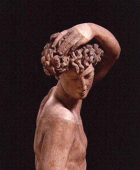 Narcissus, detail of the head, sculpture od Benvenuto  Cellini