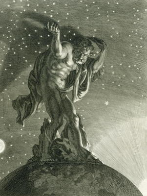 Atlas Supports the Heavens on his Shoulders, 1731 (engraving) od Bernard Picart