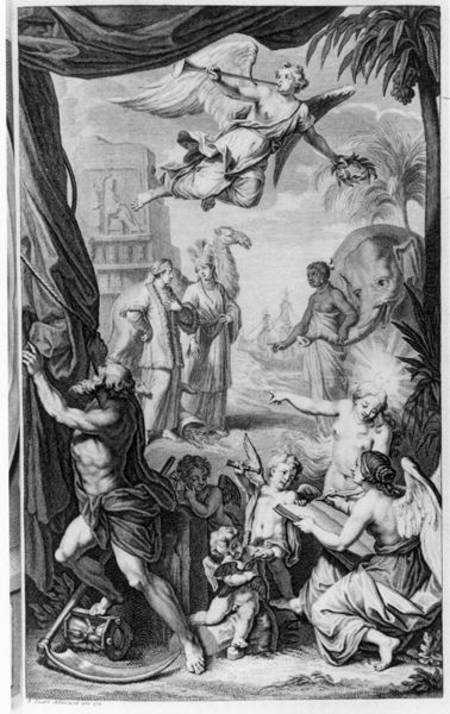 Frontispiece to 'Voyages...par le Muscovie, en Perse, et aux Indes Orientales' by Cornelis de Bruijn od Bernard Picart