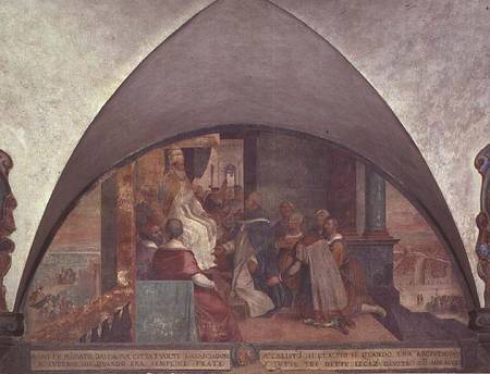 St. Antoninus Presents Himself to Pope Eugenius III as an Ambassador, lunette od Bernardino Barbatelli Poccetti