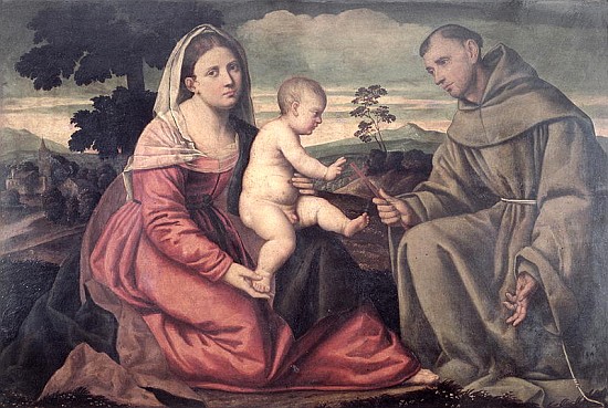Madonna and Child with St. Francis, c.1540 od Bernardino Licinio