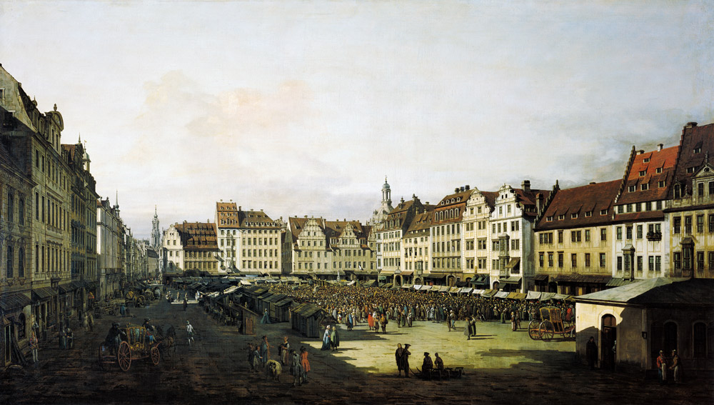 Der Altmarkt zu Dresden von der Seegasse aus od Bernardo Bellotto