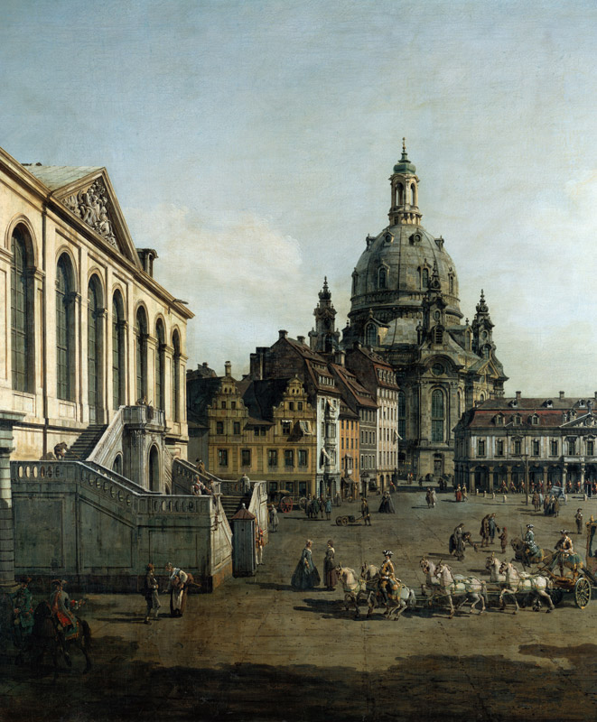 The Neumarkt in Dresden view from Jüdenhofe (part) od Bernardo Bellotto
