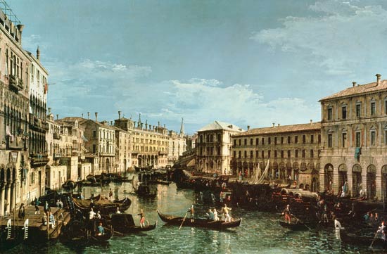 Grand Canal, Venice, looking South to the Rialto Bridge od Bernardo Bellotto