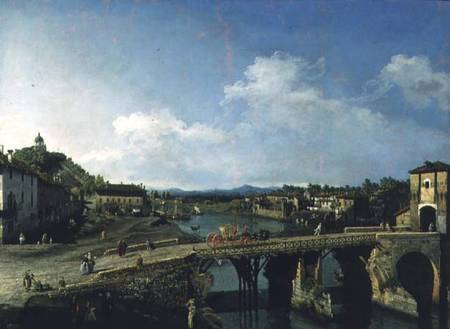 View of an Old Bridge Over the River Po, Turin od Bernardo Bellotto