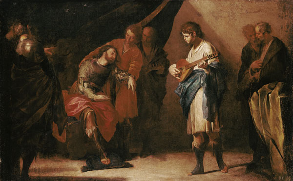 David plays in front of Saul od Bernardo Cavallino