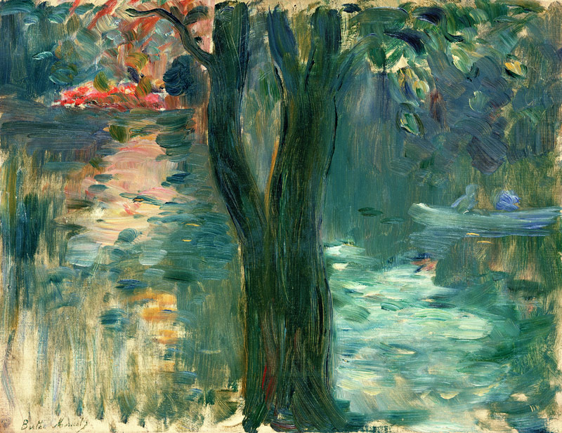 Sunset over the Lake, Bois de Boulogne od Berthe Morisot