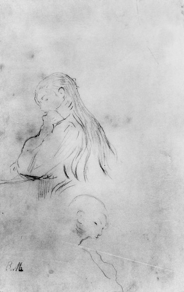 Young Girl Writing od Berthe Morisot