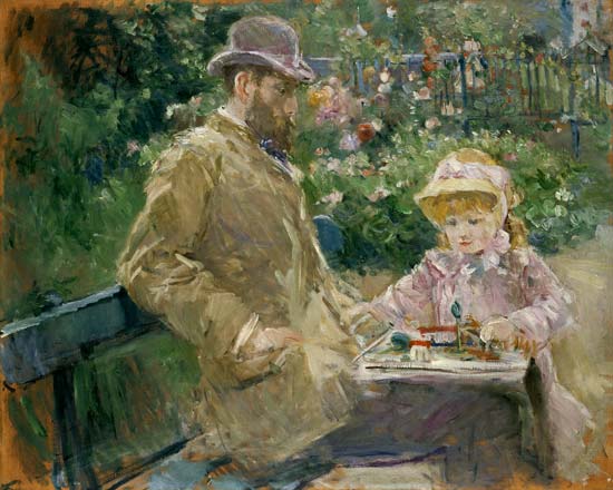 Eugene Manet and His Daughter at Bougival   od Berthe Morisot