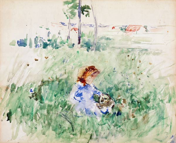 Young Girl Seated on the Lawn od Berthe Morisot