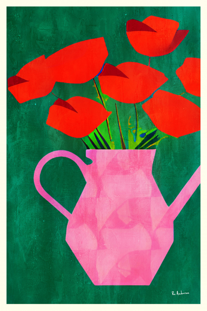 Red Poppies In a Pink Vase od Bo Anderson