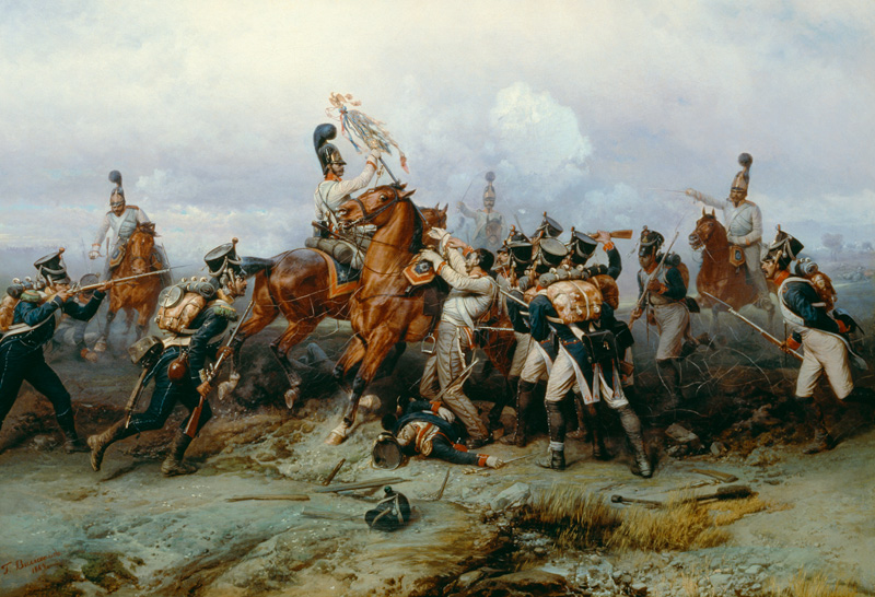 Heldentat des russischen Reiterregiments in der Schlacht bei Austerlitz od Bogdan Pawlowitsch Willewalde