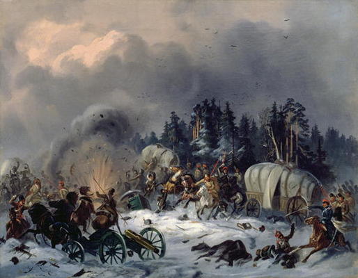 Scene from the Russian-French War in 1812 (oil on canvas) od Bogdan Willewalde