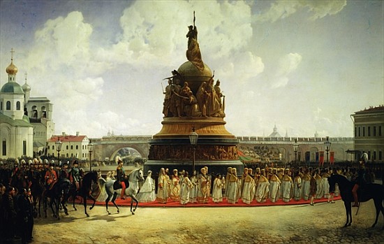 The Consecrating of the Monument to the Millennium of Russia in Novgorod in 1862 od Bogdan Willewalde