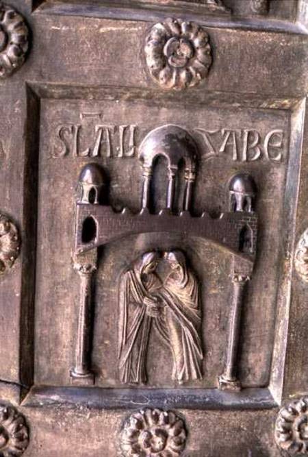 Panel depicting the Visitation on the Porta di S. Ranieri od Bonannus of Pisa