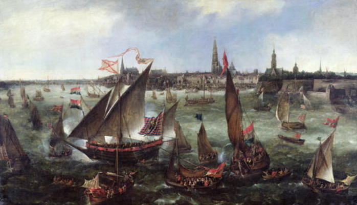 View of the Port of Antwerp during the Celebrations of the Taking of Breda, 1628 (oil on canvas) od Bonaventura Peeters