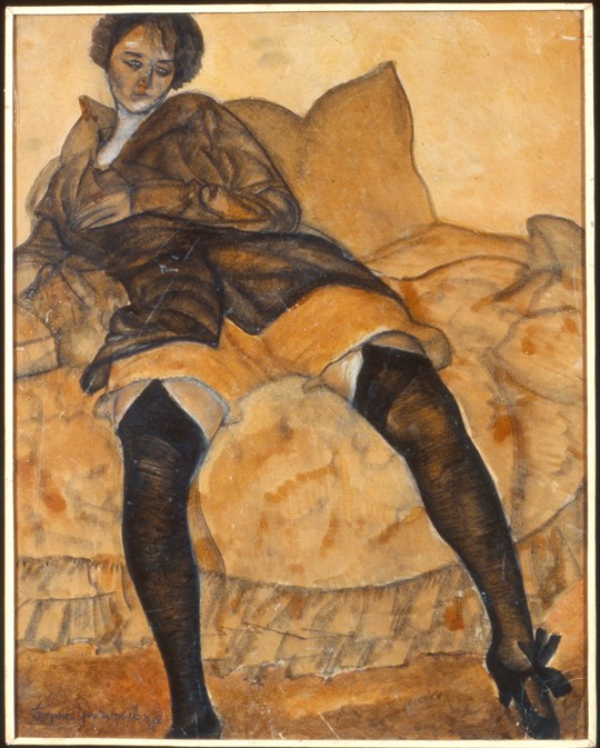A sitting woman od Boris Dimitrijew. Grigorjew