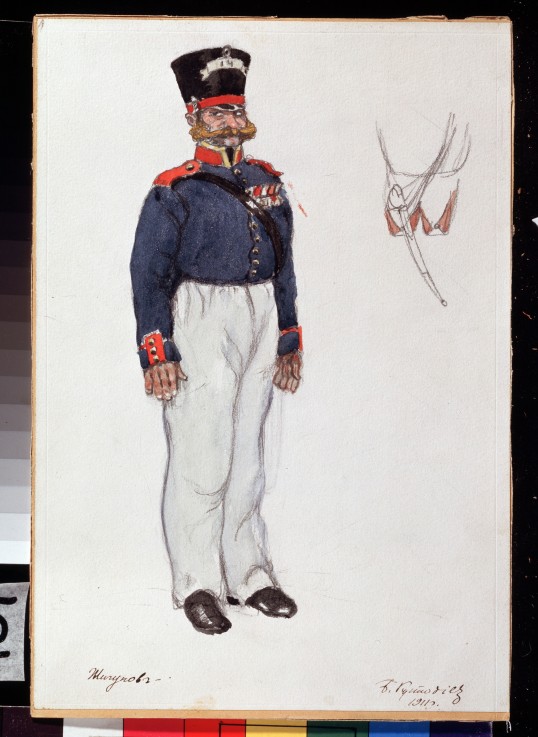 Costume design for the theatre play The fiery Heart by A. Ostrovsky od Boris Michailowitsch Kustodiew