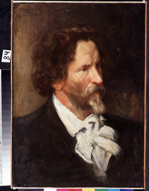 Portrait of the artist Ilya E. Repin (1844-1930) od Boris Michailowitsch Kustodiew