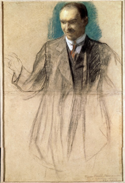 Portrait of the artist Kusma Petrov-Vodkin (1878-1939) od Boris Michailowitsch Kustodiew
