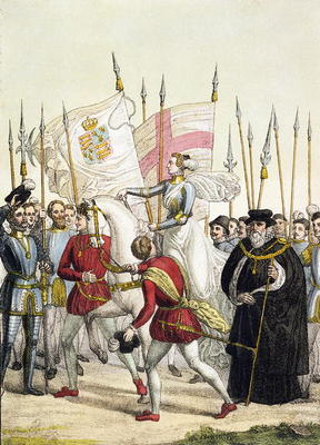 Queen Elizabeth I (1530-1603) Rallying the Troops at Tilbury before the Arrival of the Spanish Armad od Bramati