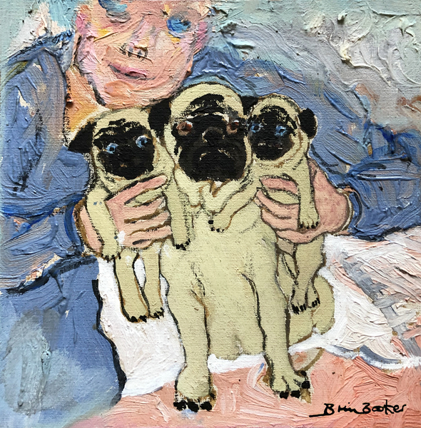 Pug pups with their Mother od Brenda Brin  Booker