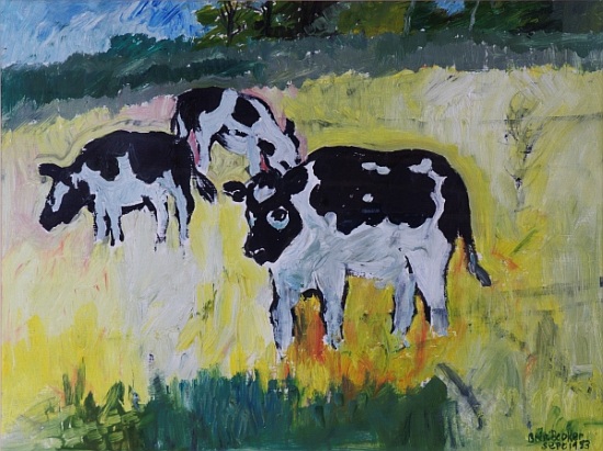 Young Bullocks in a Meadow od Brenda Brin  Booker