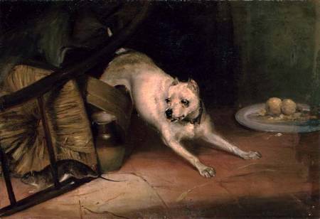 Dog Chasing a Rat od Briton Riviere