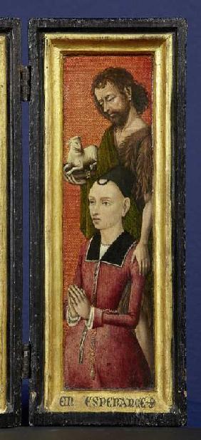 Bildnis Johanna de Keysere mit Johannes dem Täufer (rechter Innenflügel zu Bildnummer 20296)