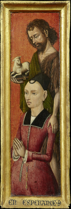 Portrait of  Johanna de Keysere with John the Baptist od Brügger (?) Meister um 1485/90