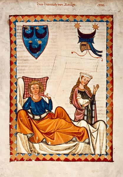 Heinrich von Morungen auf dem Ruhebett od Buchmalerei