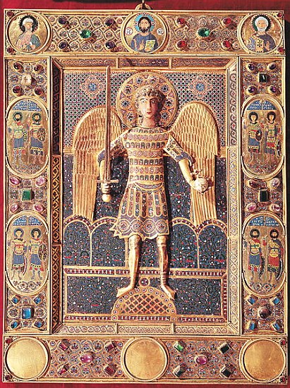 Enamelled plaque depicting the Archangel Michael (enamel & precious stones) od Byzantine
