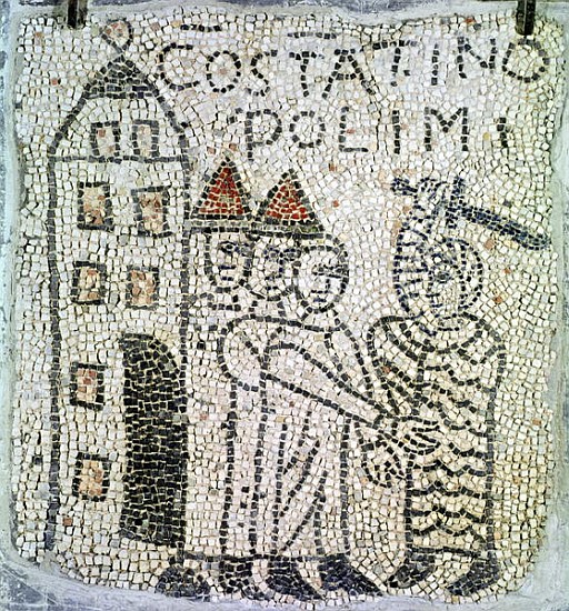 Pavement of St. John the Evangelist, detail of the Siege of Constantinople in June 1204 od Byzantine