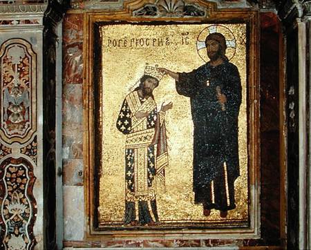 Christ Crowning King Roger II of Sicily (1093-1154) od Byzantine School