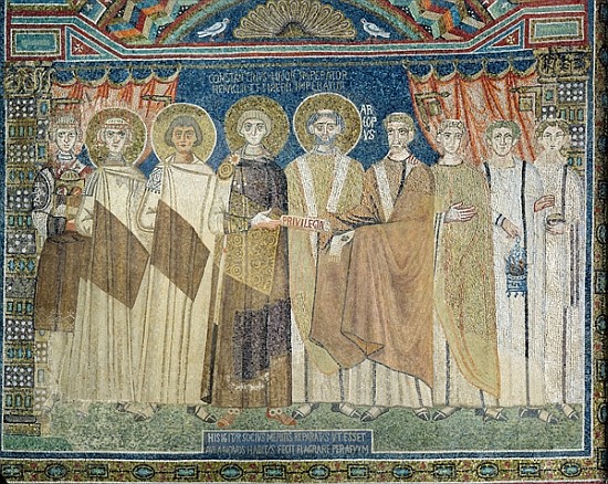 The Emperor Constantine IV grants tax immunity to the Archbishop of Ravenna od Byzantine School