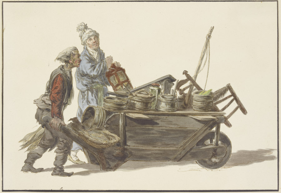 Viktualienhändler mit seinem Knecht und Schubkarren od C. H. Meyer