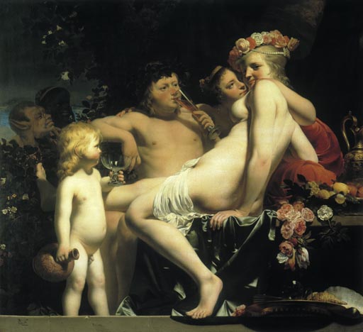 Bacchus mit zwei Nymphen und Amor od Caesar Boëtius Everdingen