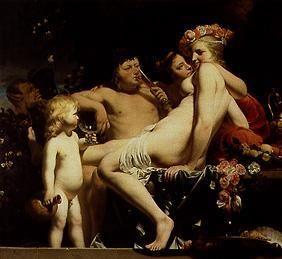 Bacchus with two nymphs and Amor