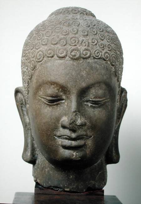 Head of Buddha, from Vat Romlok, Angkot Borei od Cambodian