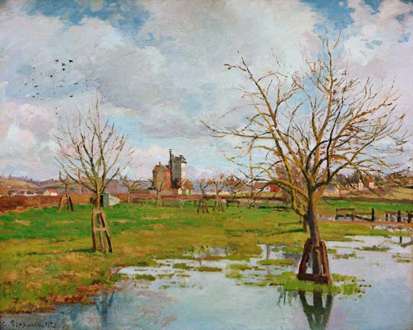 C.Pissarro, Landschaft m. überschwemmten od Camille Pissarro